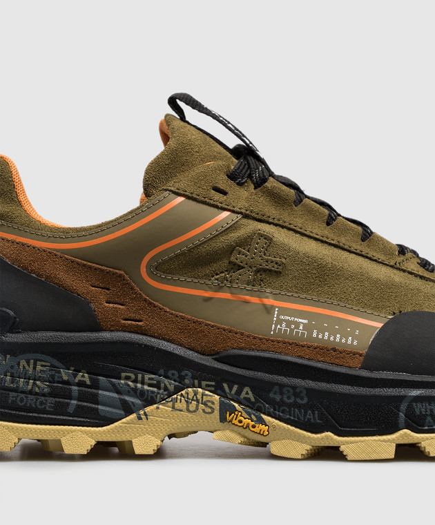 Premiata Комбинированные кроссовки цвета хаки Devin DEVIN501 изображение 5