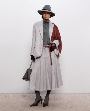 Brunello Cucinelli Сірий гольф з кашеміру та шовку з ланцюжком моніль M13847504P