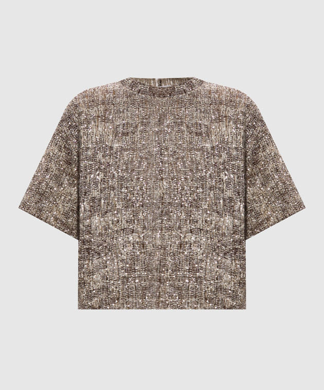 Brunello Cucinelli Бежевый топ с шерстью в пайетке MRKR12200