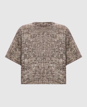 Brunello Cucinelli Бежевый топ с шерстью в пайетке MRKR12200