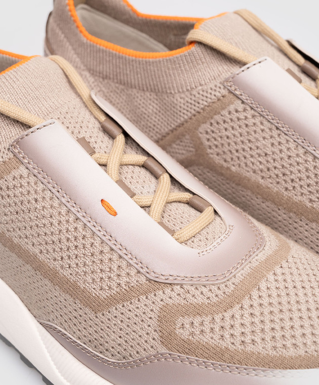 Santoni Коричневі комбіновані кросівки з логотипом MBIO22135BGRCOTZ зображення 5