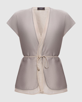 Peserico Сірий кардиган на запах з ланцюжком моніль E03043A8867B