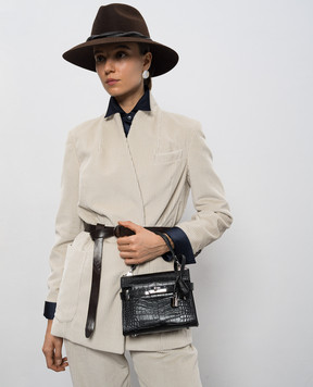 Gianni Notaro Черная кожаная сумка-мини Cocco с тиснением под кожу крокодила 098COCCONIKEL