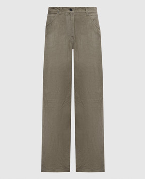 Brunello Cucinelli Замшеві штани кольору хакі M0CLFP9187