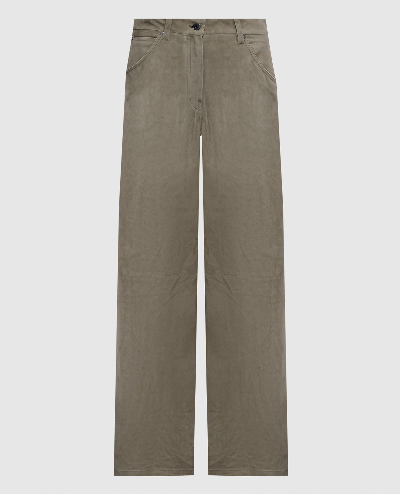 

Замшевые брюки цвета хаки, Широкие брюки