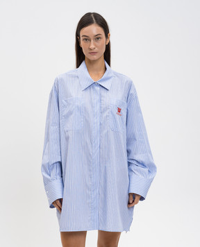 Off-White Блакитна сукня-сорочка в смужку 2DG00EF25FAB001