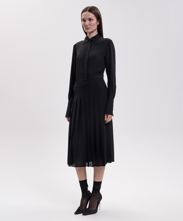 Fendi Черное платье из шелка с плёсированием FDD679AME8 изображение 3