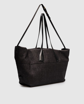 Balmain Черная плетеная сумка-тоут из рафии с логотипом GN1FI015TRAA