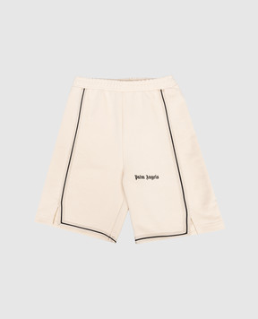 Palm Angels Дитячі бежеві шорти з принтом логотипа PBCI007S26FLE001