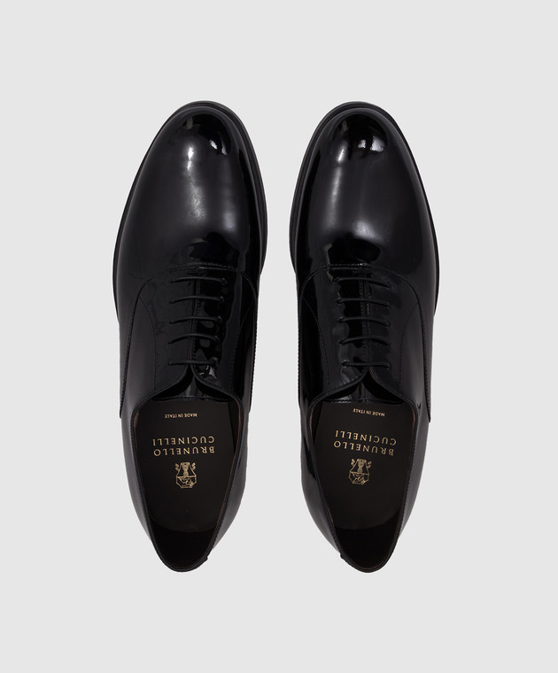 Brunello Cucinelli Шкіряні лаковані оксфорди чорного кольору MZUSUMC937 зображення 4