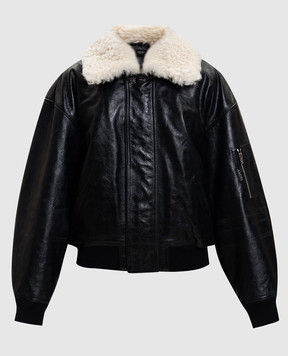 AMIRI Чорна шкіряна куртка з хутром AWOUJA1004