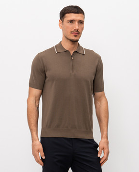 Canali Коричневе поло з бавовни MK02460C1165