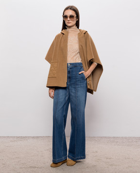 Twinset Коричневе пончо з капюшоном 262LI4BLL