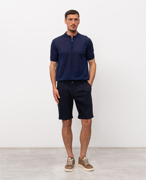 Cashmere&Whiskey Синє поло з льоном MS004