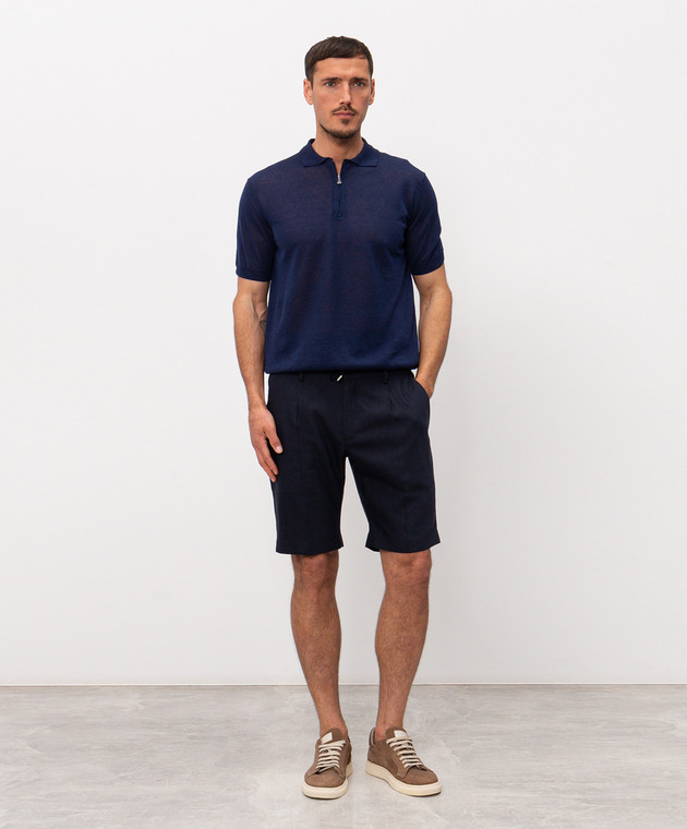 Cashmere&Whiskey Синє поло з льоном MS004 зображення 2