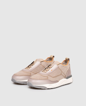 Santoni Коричневі комбіновані кросівки з логотипом MBIO22135BGRCOTZ