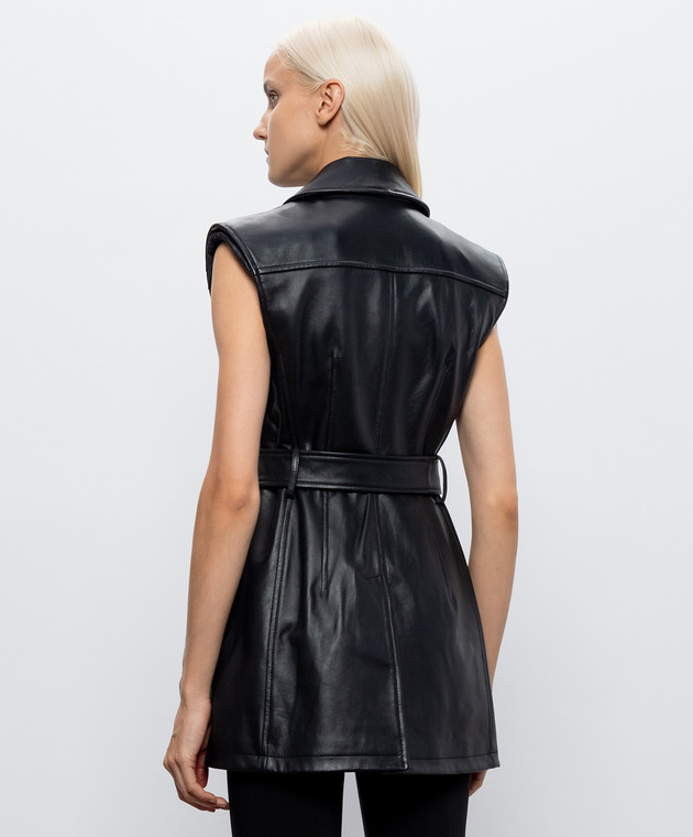 Max Mara Sportmax Черное кожаное платье FAVELLA на молнии SPXFAVELLA изображение 4