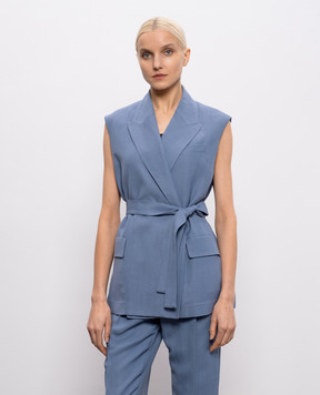 Brunello Cucinelli Синий жилет на запах с льном MH1267754