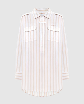 Off-White Белое платье-рубашка Roxy в полоску 2DG00FS26FAB001