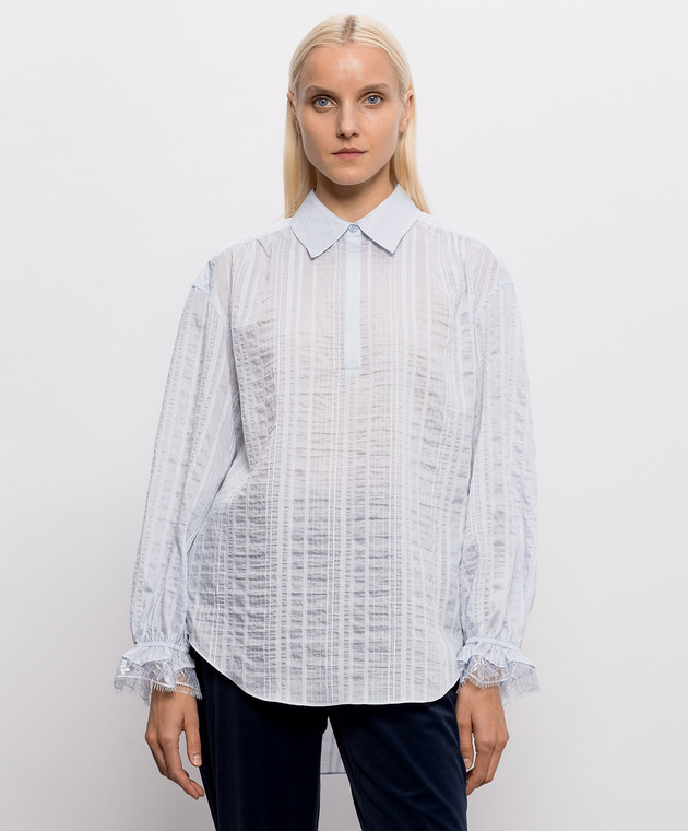 Twinset Блакитна блуза в смужку 262TP2621 зображення 2