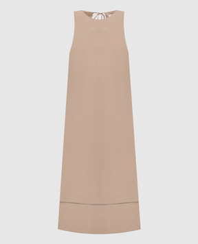 Peserico Бежева сукня з ланцюжком моніль A0271901979