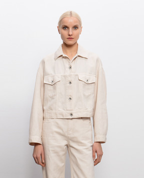 Brunello Cucinelli Бежевая джинсовая куртка с цепочкой мониль ML9967674