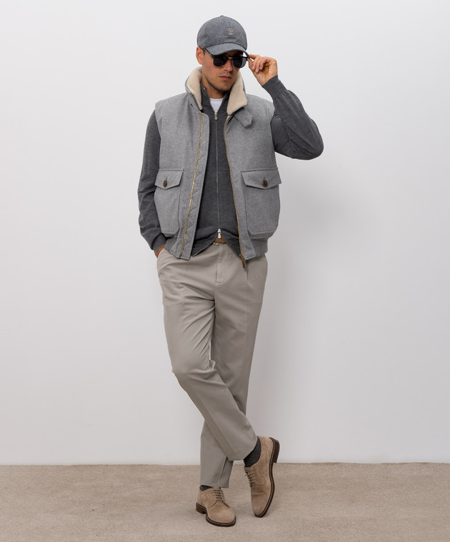 Brunello Cucinelli Кардиган серого цвета из шерсти и кашемира M2400106 изображение 2