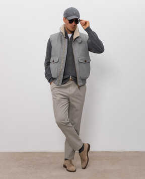 Brunello Cucinelli Кардиган сірого кольору з вовни та кашеміру M2400106