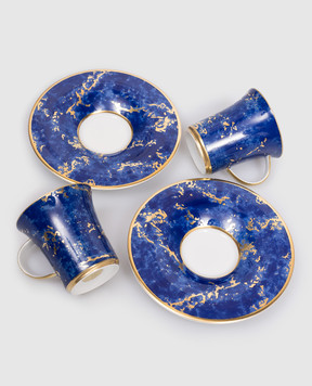 Stefano Ricci Набор фарфоровых чашек для кофе с блюдцами в принт OTC001STONE24pz