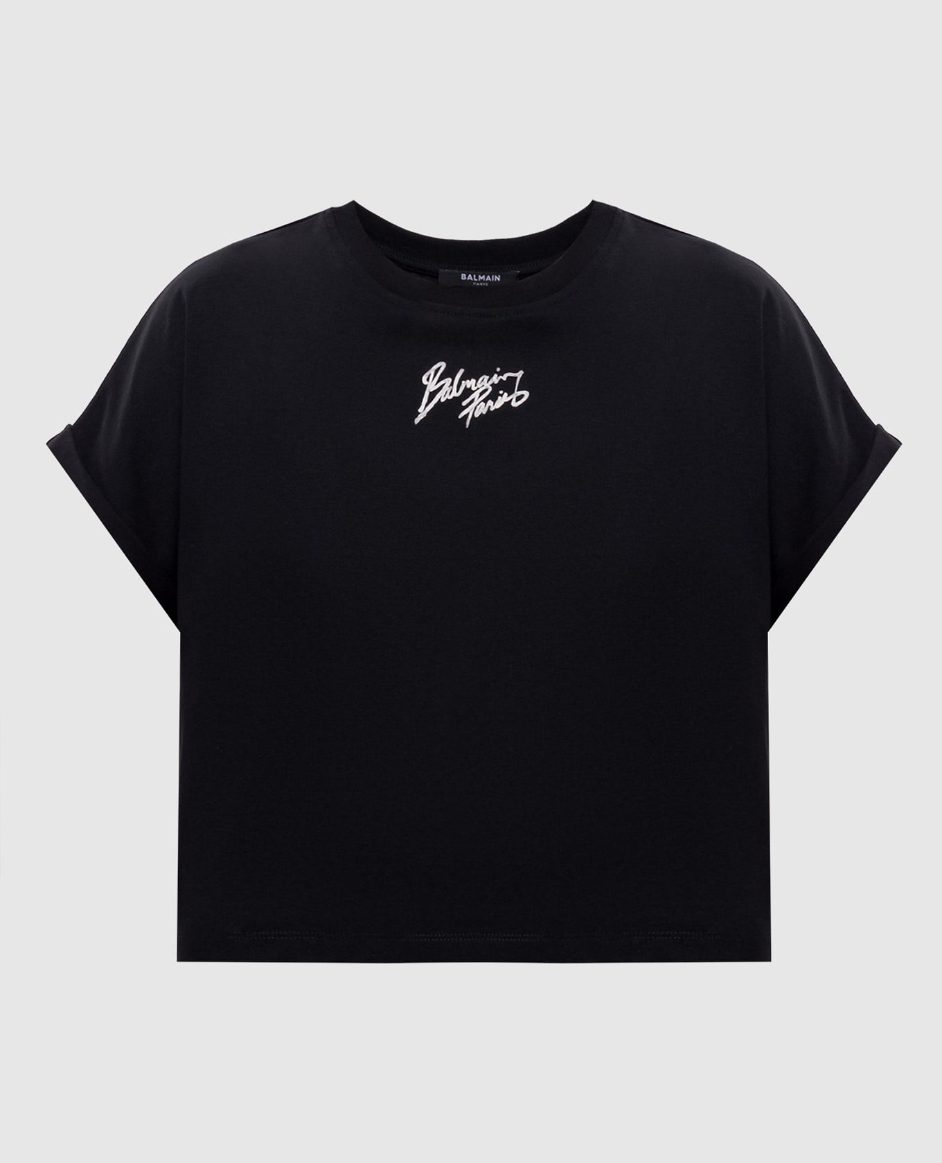 Черная укороченная футболка с логотипом