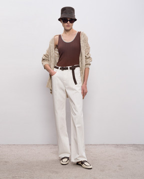 Brunello Cucinelli Коричневая майка из шерсти и кашемира с цепочкой M14817210