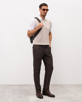 Stefano Ricci Біле поло з шовком з логотипом K212037P31F26193