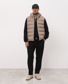 Brunello Cucinelli Коричневый пуховый жилет из шерсти MQ4631608