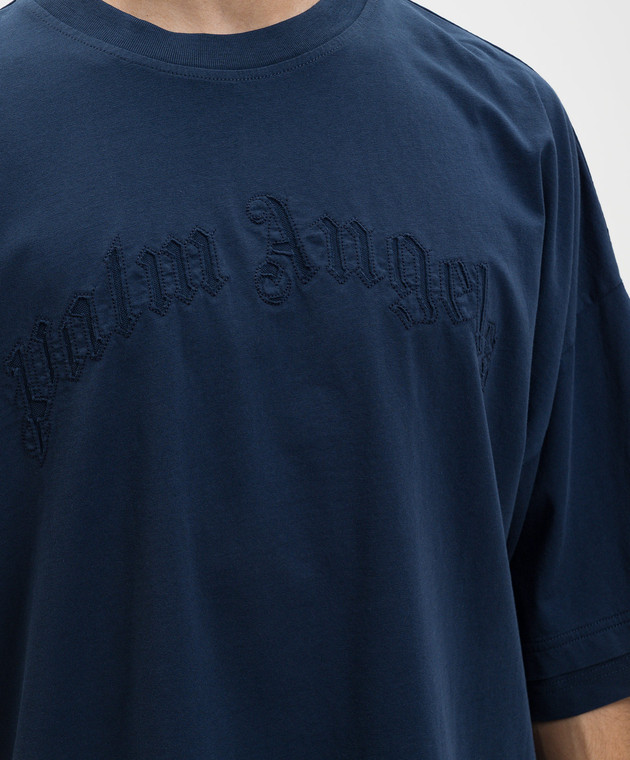 Palm Angels Синя футболка з логотипом PMAA10QS26JER001 зображення 5