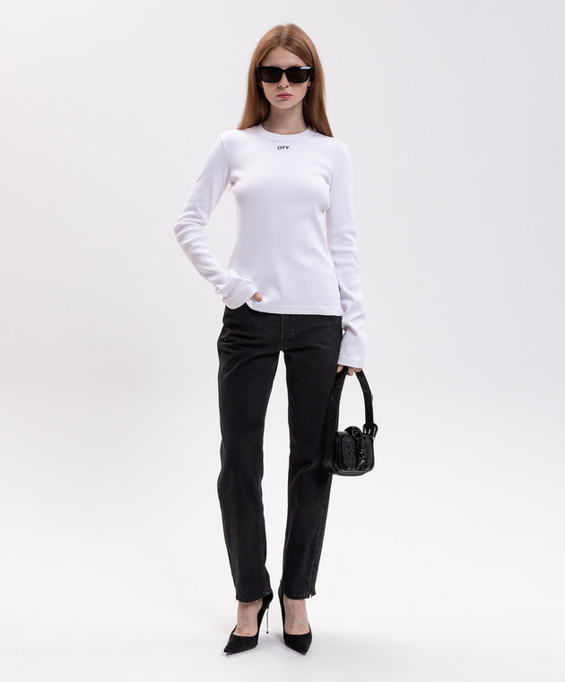 Off-White Лонгслів в рубчик кольору айворі 2FB00674T зображення 2