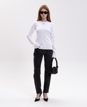 Off-White Лонгслів в рубчик кольору айворі 2FB00674T