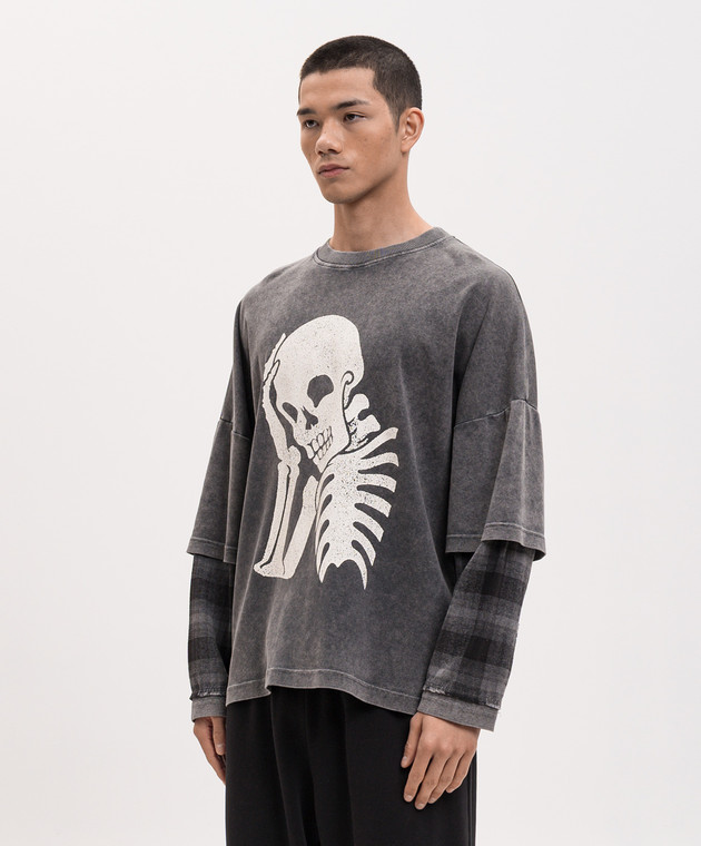 Palm Angels Сірий лонгслів Skull PMAB05ES26JER001 зображення 3
