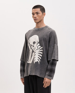 Palm Angels Сірий лонгслів Skull PMAB05ES26JER001