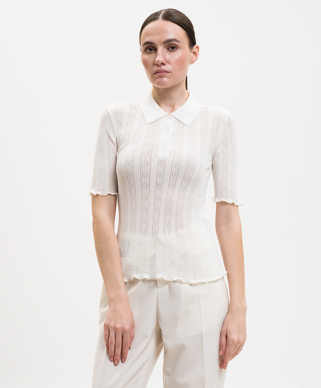 Victoria Beckham Біле поло у візерунок 1226KTP007273A зображення 3