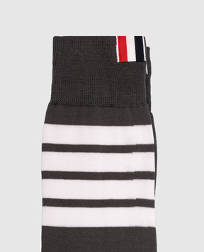 Thom Browne Сірі шкарпетки з брендовими смужками MAS023B01690