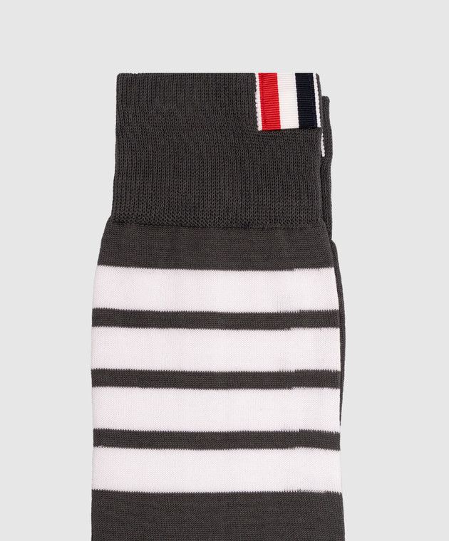 Thom Browne Серые носки с брендовыми полосками MAS023B01690 изображение 3