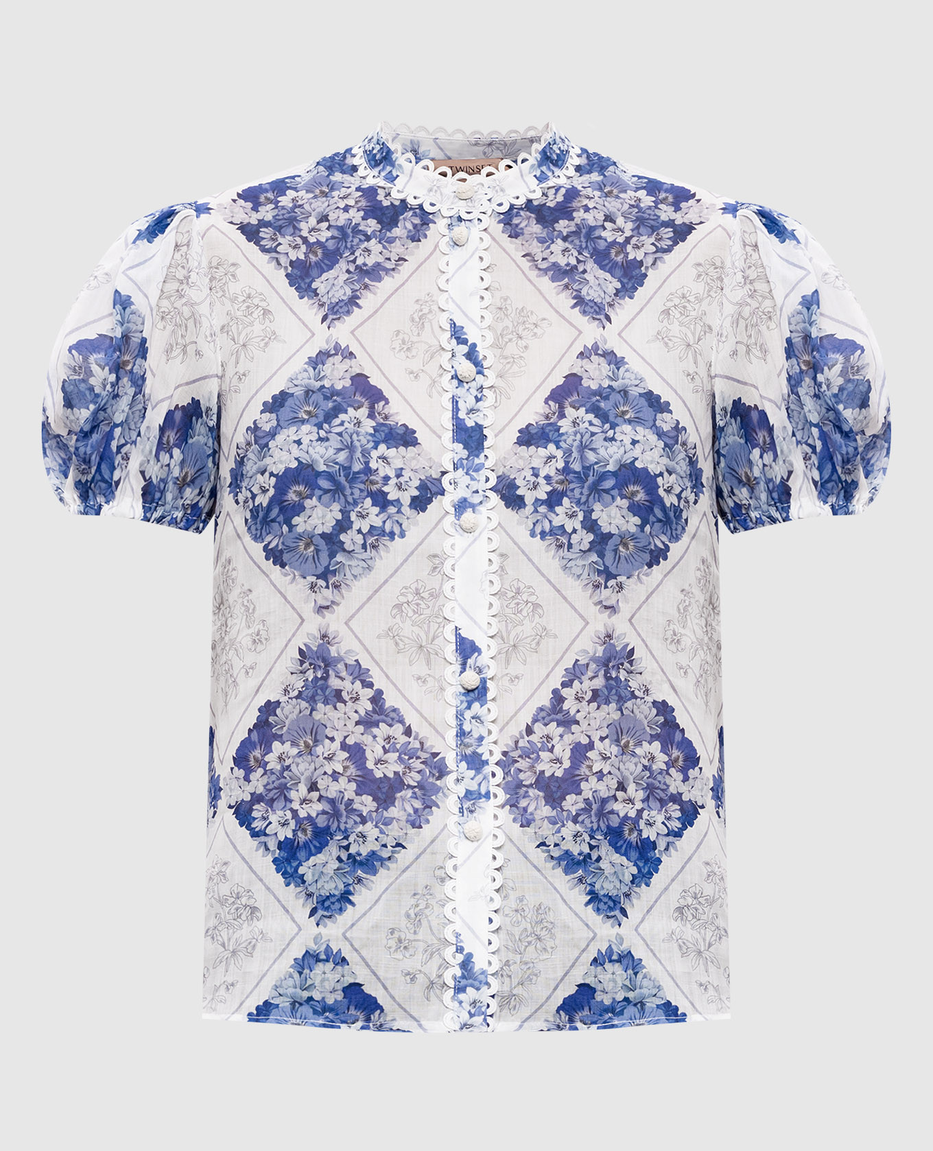 

Белая блуза в цветочный принт, Белый, Блузы