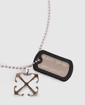 Off-White Сріблястий ланцюжок з підвіскою Arrow та жетоном OMOB15CC99MET001