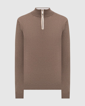 Pini Parma Коричневий джемпер з вовни і кашеміру HZIPTAU