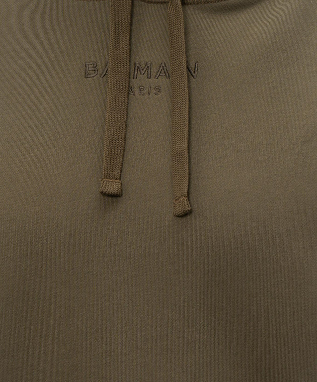 Balmain Худі кольору хакі з вишивкою логотипа GH0JR007BD10 зображення 5
