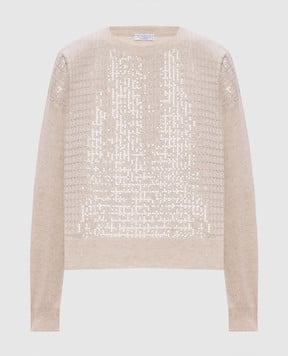 Brunello Cucinelli Бежевий джемпер з вовни, кашеміру та шовку M16230010