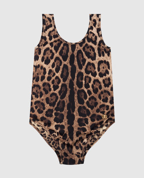 Dolce&Gabbana Коричневий купальник в леопардовий принт L5J812ONO1126