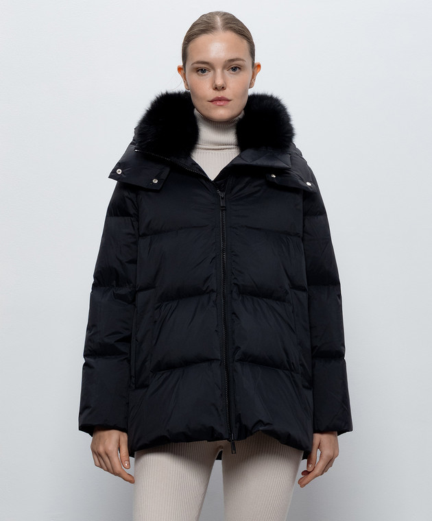 Yves Salomon Army Черный пуховик с мехом лисы 24WFM01576U06W изображение 3