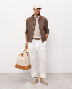 Brunello Cucinelli Коричневая куртка из шелка, льна и шерсти MZ4036580