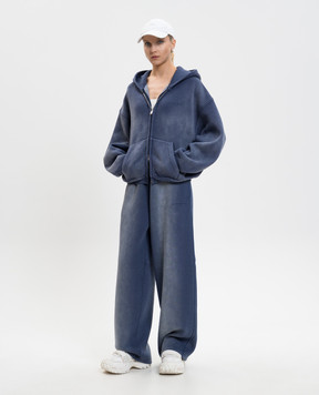 Alexander Wang Синие утепленные спортивные штаны с эффектом потертости UCC1264441